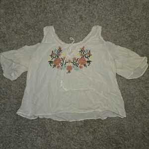 Live 4 Truth Cream Floral Embroidered Blouse